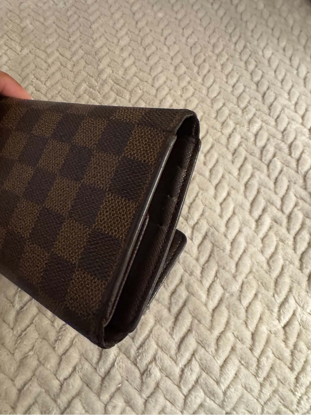 Brown Checkered Long Women's Wallet - Picture 2 of 14